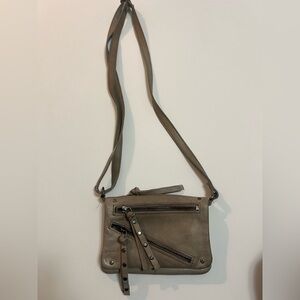 Grey Leather Crossbody Bag